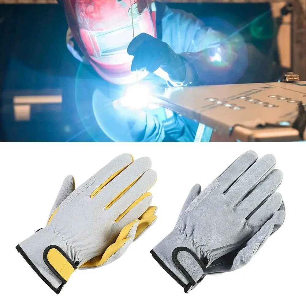 Heat Resistant Flame Retardant Leather Welding Gloves – Anti-Cut Work Gloves for Welding, Fireplace, Oven & Industrial Use