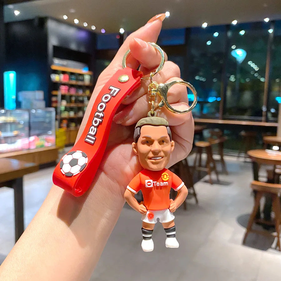 Creative Cartoon CR7 Football Keychain – Cute Cristiano Ronaldo Penalty Kick Bag Charm for Men & Women
