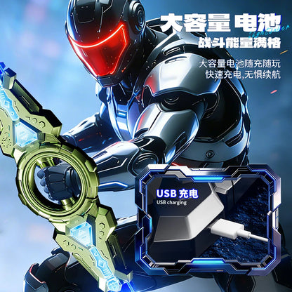 Spinning LED Toy Sword - Double-Ended Telescopic Light-Up Sword with Rotating Blades for Kids