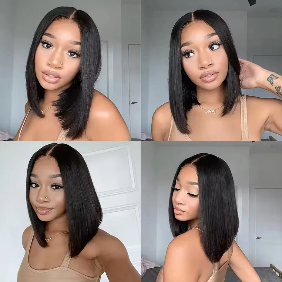 Raw Vietnamese Human Hair Lace Front Wig – 13x6 Bob, Straight Natural Black, 250% Density, 100% Human Hair