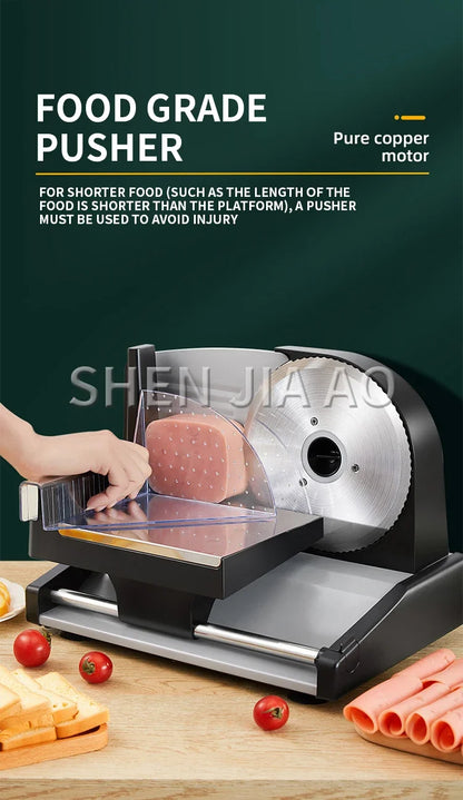 801 Electric Meat Slicer – 200W Household Fruit, Mutton, and Bread Slicing Machine with 1-15mm Adjustable Thickness