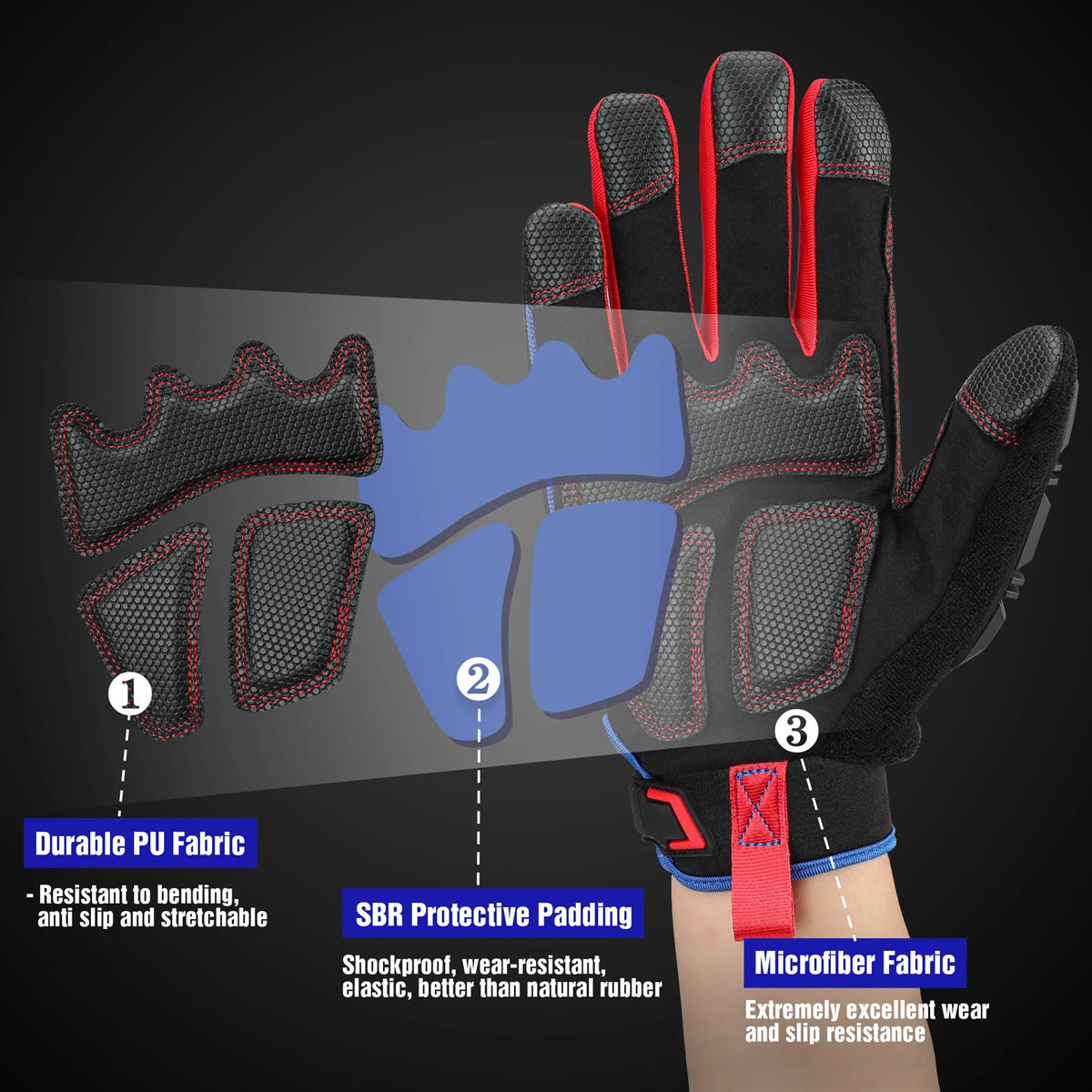 WORKPRO Heavy-Duty Tactical Work Gloves - Touchscreen Full-Finger Impact Protection Gloves for Military, Paintball & Shooting