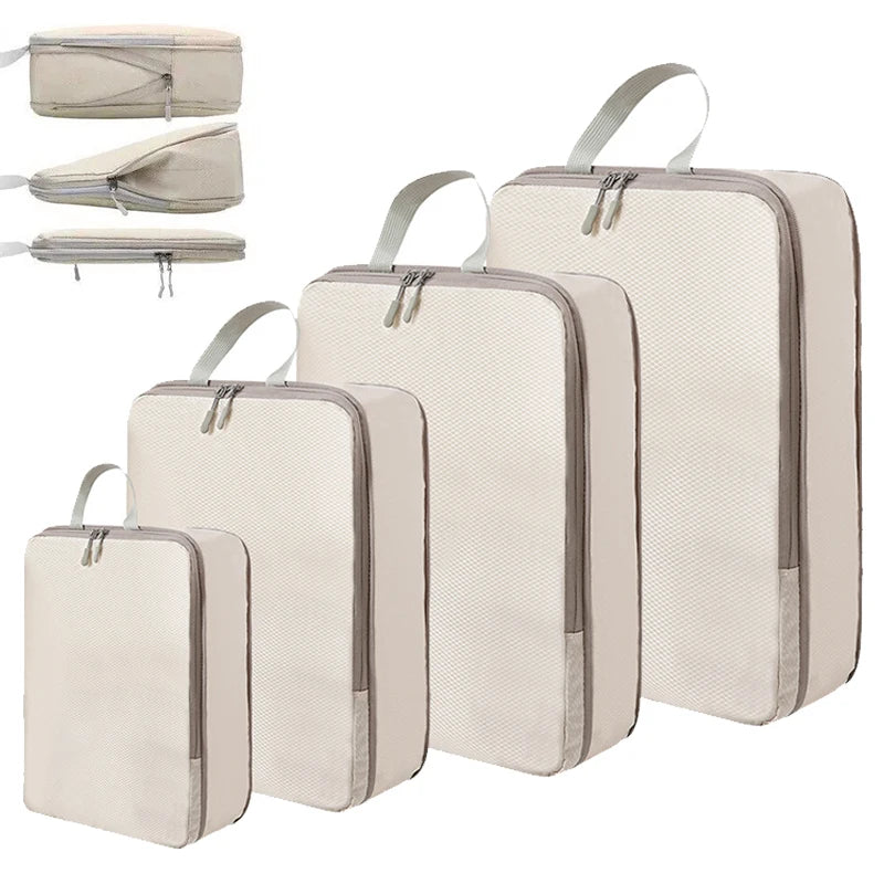 4pcs Travel Packing Cubes | Portable Waterproof Clothes Organizer Bags for Suitcase & Handbag