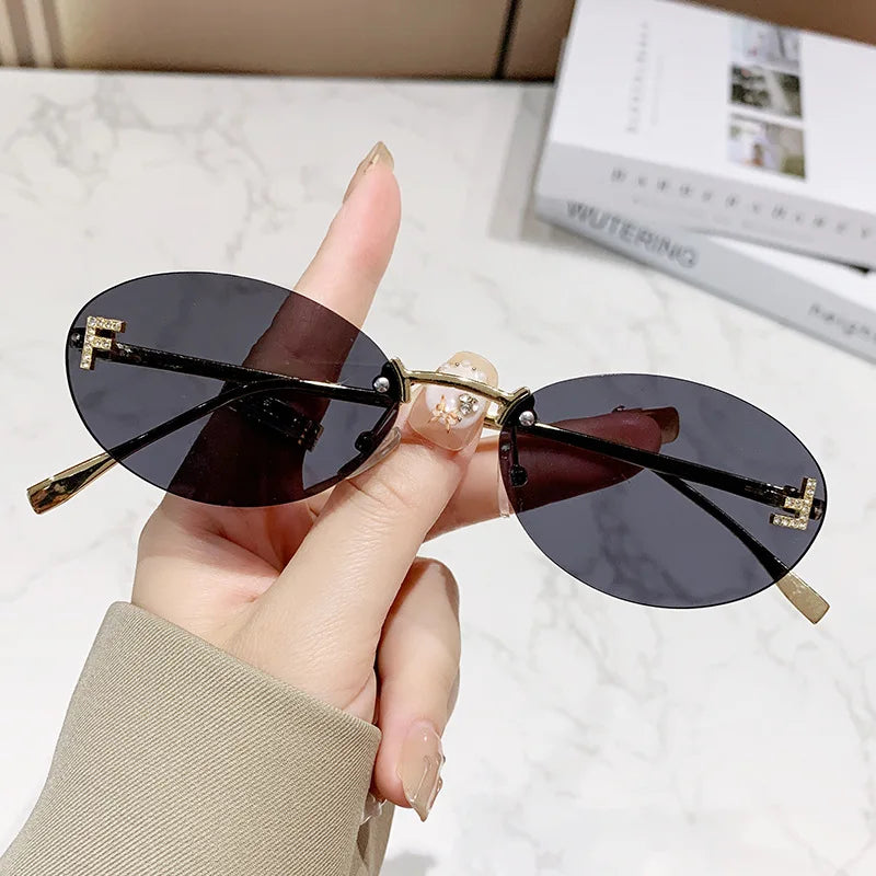 European & American Fashion Frameless Metal Sunglasses – Trendy Luxury UV Protection Eyewear
