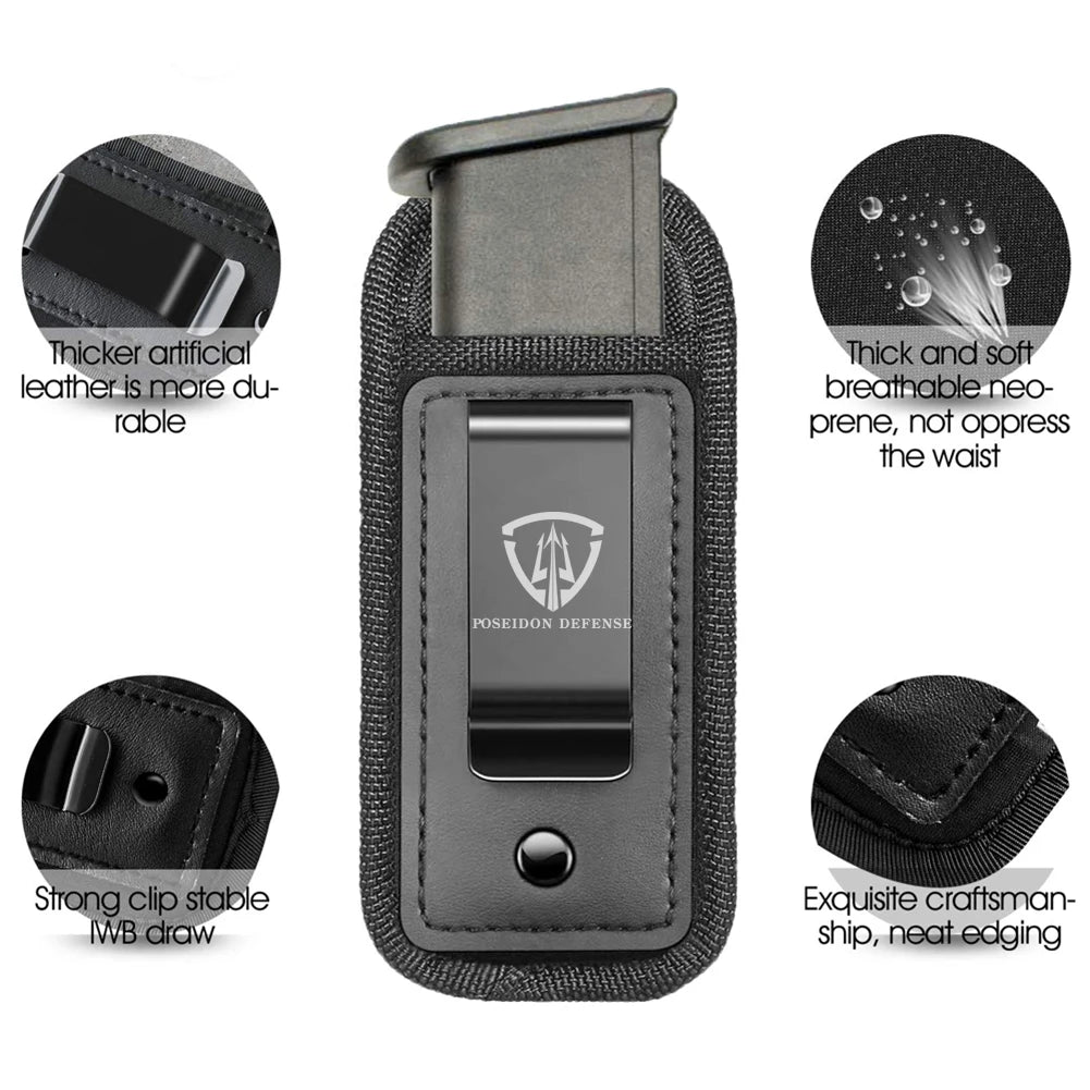 9mm .40 .45 Pistol Magazine Pouch – Single/Double Stack Holster, Concealed Carrier for Glock, S&W M&P, Sig Sauer, 1911, Beretta