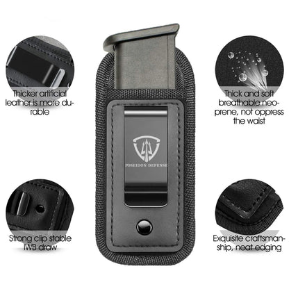 9mm .40 .45 Pistol Magazine Pouch – Single/Double Stack Holster, Concealed Carrier for Glock, S&W M&P, Sig Sauer, 1911, Beretta