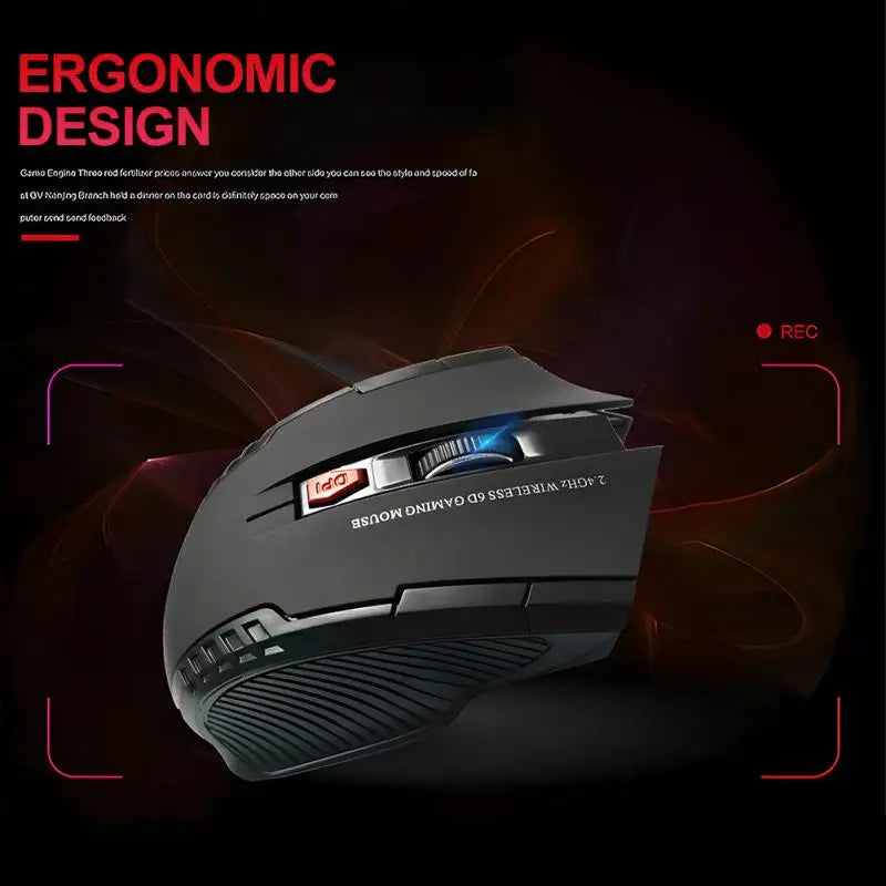 2.4G Wireless Mouse with USB Receiver – 6-Button Professional Optical Mouse with Right Scroll for Laptop, PC & Gaming