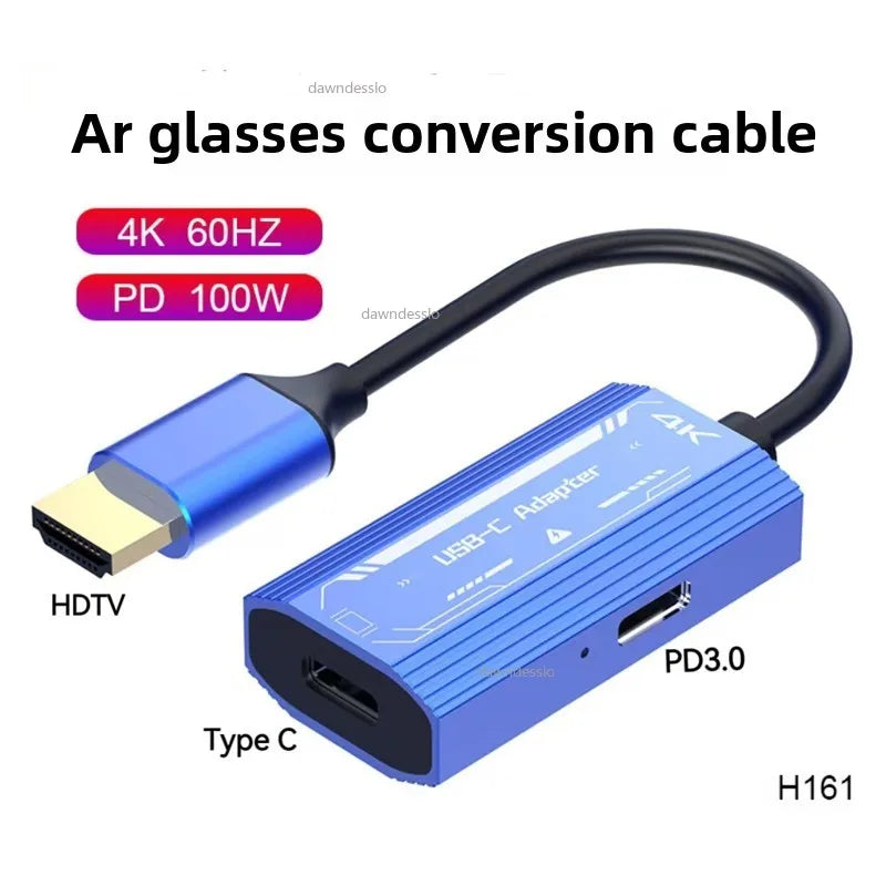 AR Glasses Hub Multi-Device USB-C to HDMI Adapter – Type-C Video Converter with Charging Support for XREAL, RayNeo & Nintendo Switch