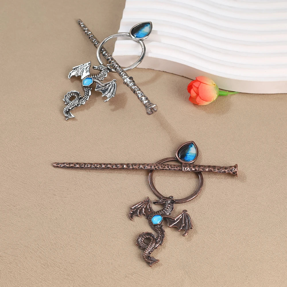 Vintage Viking Dragon Hair Accessory - Gothic Punk Headwear for Women & Cosplay