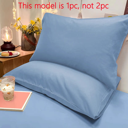 Matte Solid Color Pillowcase - Soft Pocket Sealed Bedroom Bedding Cover