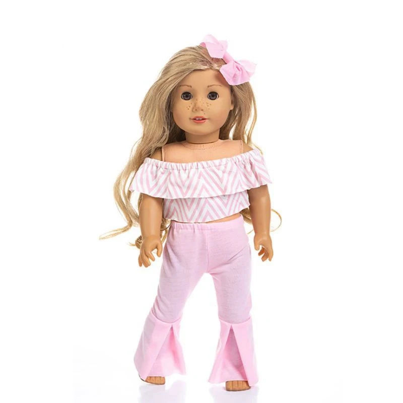 18-Inch Doll Clothes for American Girl Dolls — Bell-Bottoms & T-Shirt Set, Pretend Play Outfit, Gift for Girls
