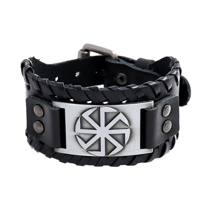 Trendy Viking Bracelet – Nordic Rune Compass & God Bird Charm Leather Woven Jewelry for Men, Fashion Accessory & Party Gift