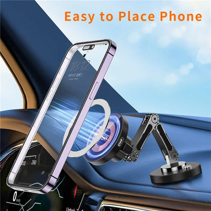 Magnetic Wireless Car Charger Stand – Fast Charging Mount for MagSafe iPhone 15/14/13/12