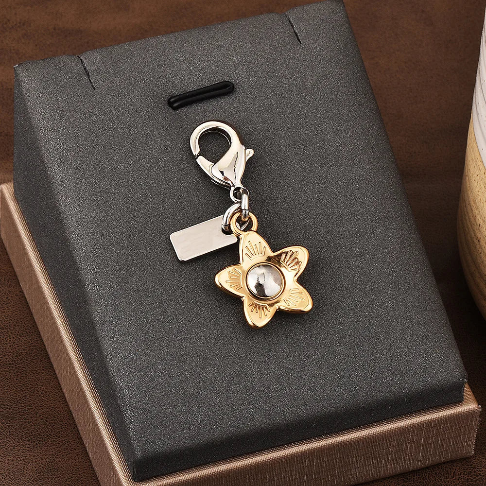 Fashion Bear Cherry Flower Keychain – Metal Y2K Letter C Bag Pendant & Car Key Ring Jewelry Gift for Women