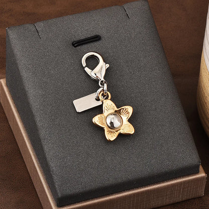 Fashion Bear Cherry Flower Keychain – Metal Y2K Letter C Bag Pendant & Car Key Ring Jewelry Gift for Women