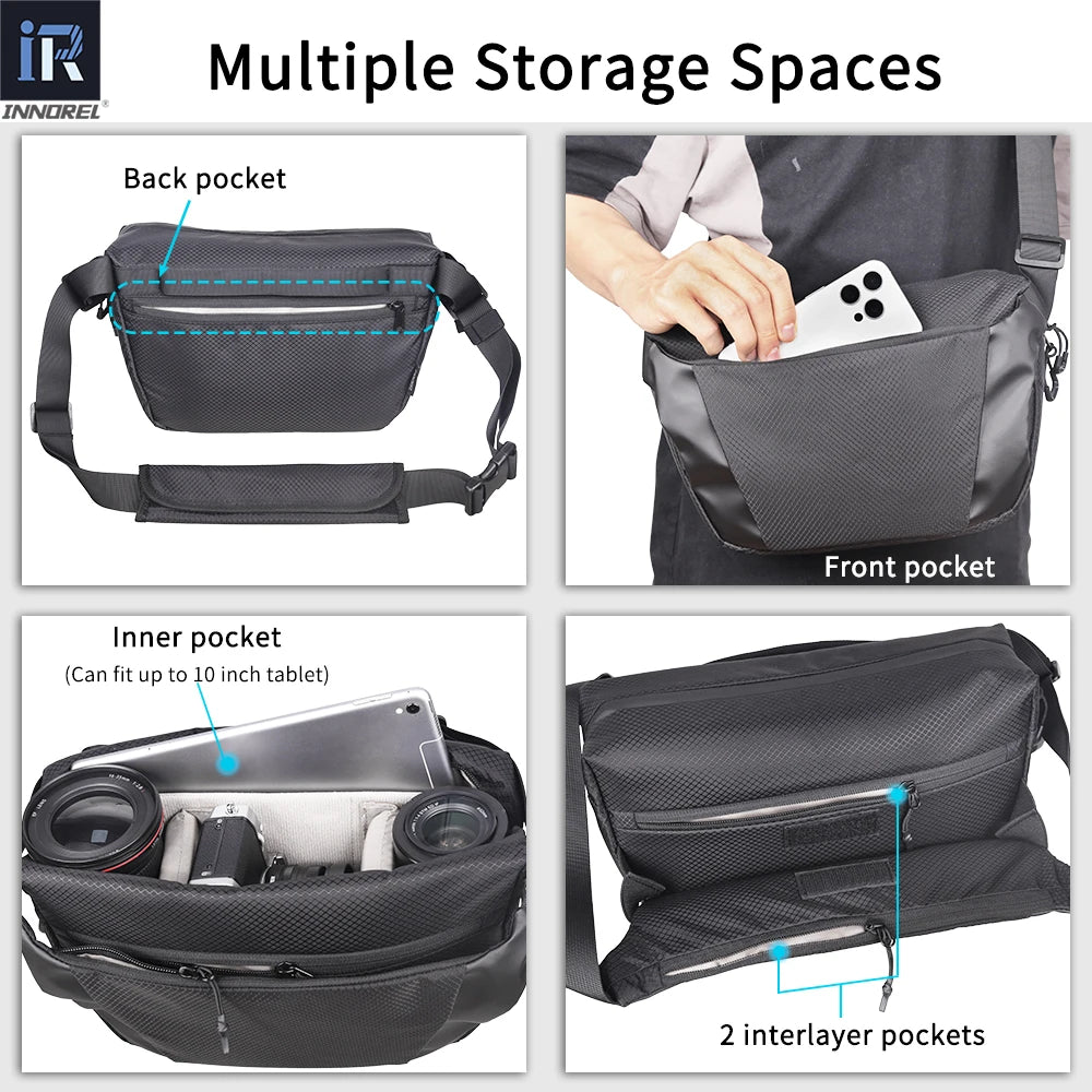 INNOREL CB0621 6L Waterproof Camera Sling Bag – Crossbody DSLR/SLR/Mirrorless Travel Bag for Photography, Cycling & Daily Use