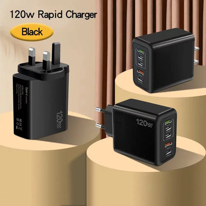 PD 5-Port USB Charger with Fast Charging – QC3.0 and USB-C, Quick Charge for iPhone, Huawei, Samsung, Xiaomi and iPad