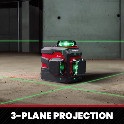 YEVOLT YVGLL4XS12 12-Line Green Laser Level – ±0.2mm/m Precision, IP54 Waterproof, Auto-Leveling with Slope Mode