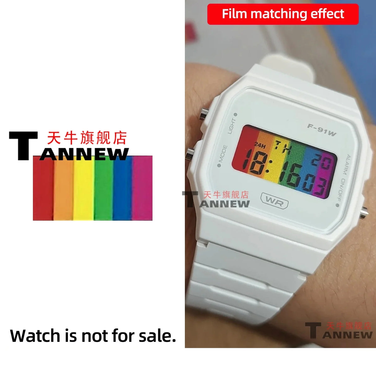 Casio F-91W A158W A168 Mod Kit - STN HD Display, Rainbow Gradient Display Sticker & Complete Watch Makeover Set