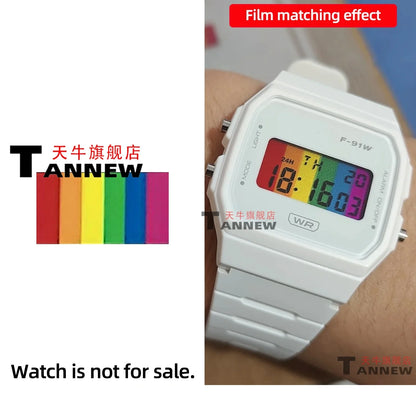 Casio F-91W A158W A168 Mod Kit - STN HD Display, Rainbow Gradient Display Sticker & Complete Watch Makeover Set