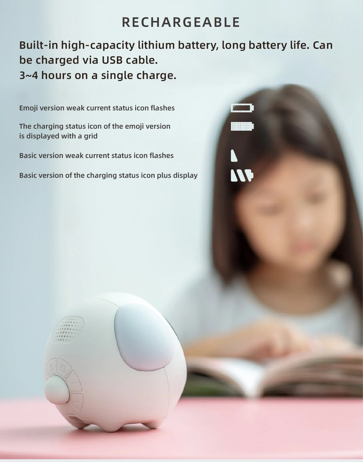 Digital Kids Alarm Clock with Light — Cute Cartoon Emotion Table Clock for Children