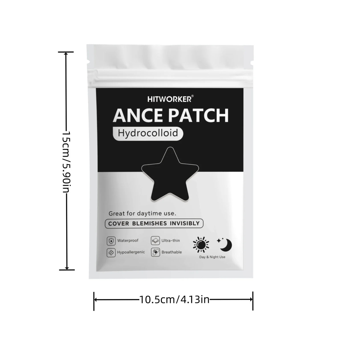 Black Star Hydrocolloid Pimple Patches - Bulk Acne Stickers with Tea Tree Oil, 240/480/800 Pieces