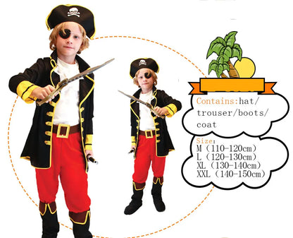 Halloween Kids Pirate Costume – Boys’ Fantasia Infantil Cosplay Outfit for Children