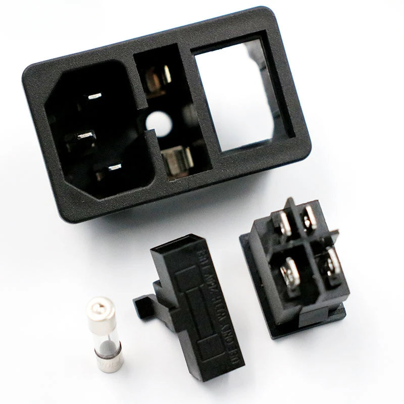 IEC320 C14 Inlet Power Socket – Red Rocker Switch with 10A Fuse, Fused Plug Connector in Red, Green, Blue, Black