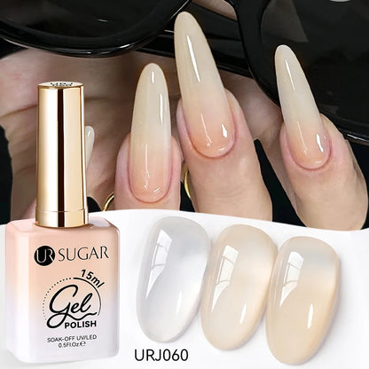 UR SUGAR 15ml Jelly Milky White Gel Polish – Translucent UV Soak Off Nail Art Varnish Semi-Permanent Fashion Nail Color