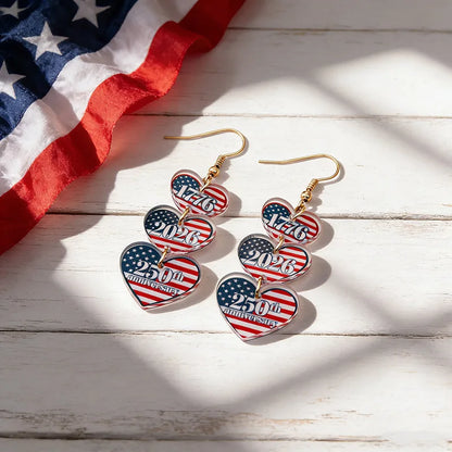Independence Day Patriotic Earrings - Acrylic American Flag Style Jewelry for Holiday Events