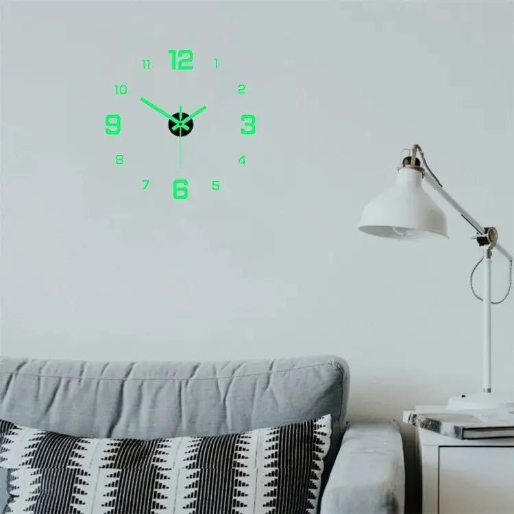 Creative Luminous Digital Wall Clock – Silent DIY European Style Punch-Free Sticker Clock for Living Room & Study