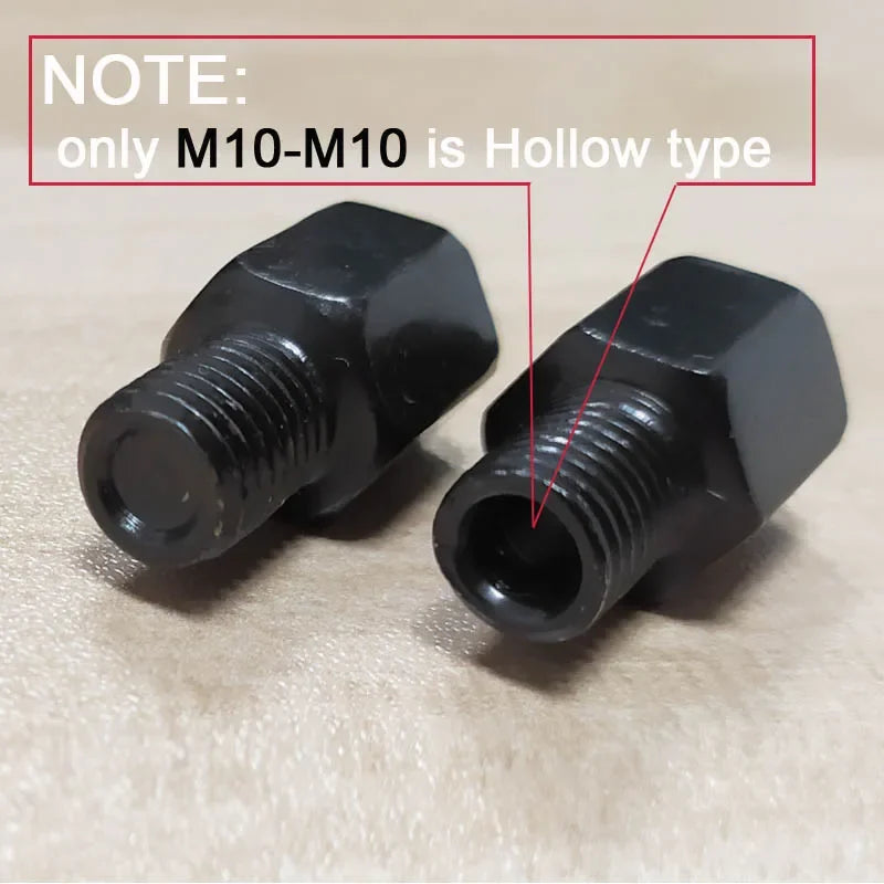 Pair Black Motorcycle Mirror Adapters M10 & M8 – 8mm/10mm Rearview Mirror Conversion Bolts, Left & Right Thread