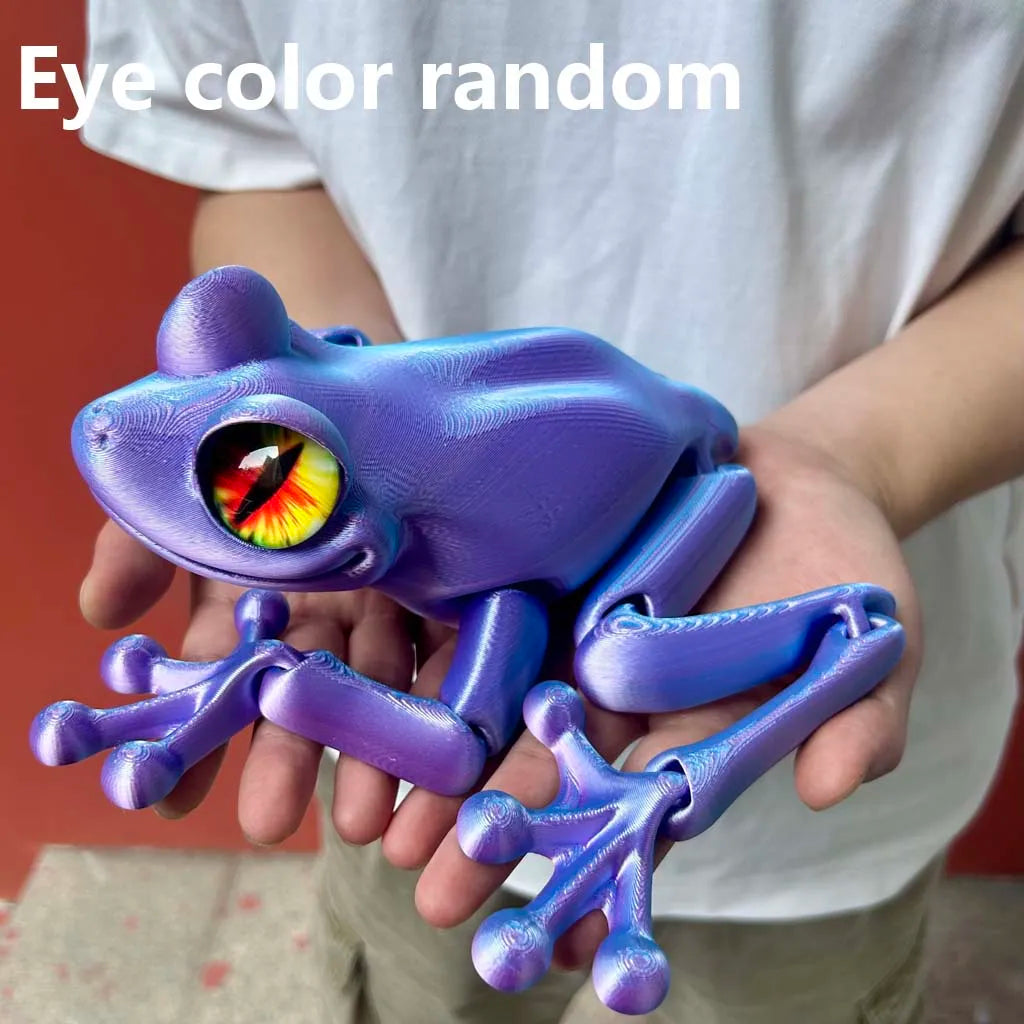3D Printed Frog Statue - Flexible Fidget Animal Figure for Desk and Home Decor