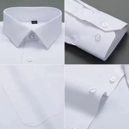 Men’s Plus Size Dress Shirt - Long Sleeve Business Office Shirt 8XL-11XL Regular Fit White Top