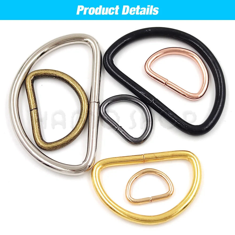 Metal D Ring Adjustable Buckle Set - Webbing Strap Clasps for Backpacks, Bags, Pet Collars, Chains & DIY Accessories