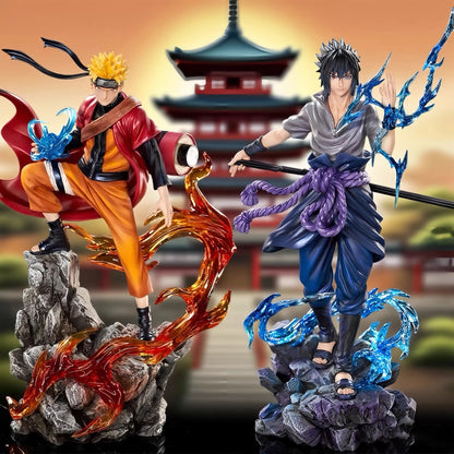 23cm Naruto Anime Figure — Uzumaki Naruto & Uchiha Sasuke PVC Action Model, Desktop Ornament Collectible Toy Gift