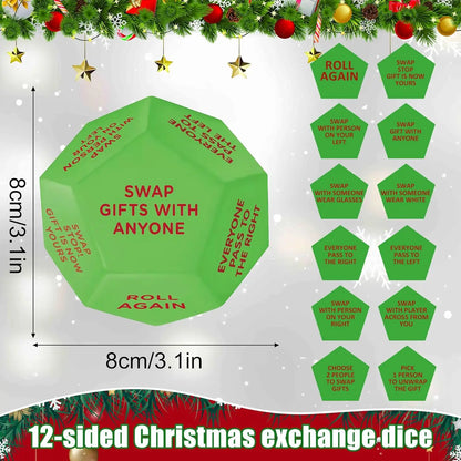 2025 Santa Swap Gift Exchange Dice – 3×3in Family Game for Xmas Party & Holiday Gift Exchange