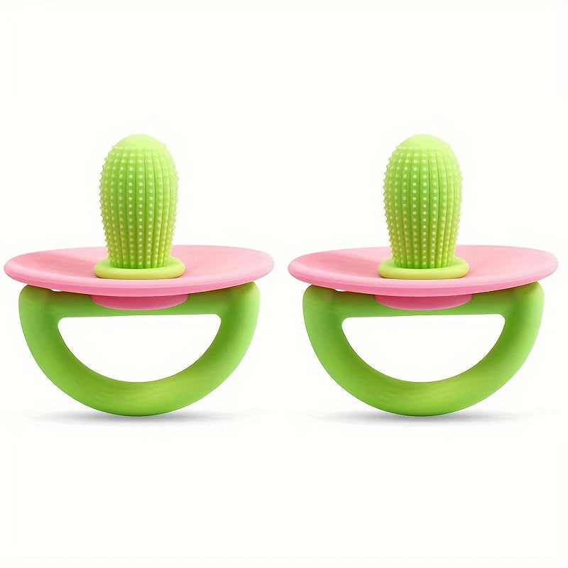 Silicone Teether Ring – Pacifier-Style Soft Teething Tool with Molar Massage Dots