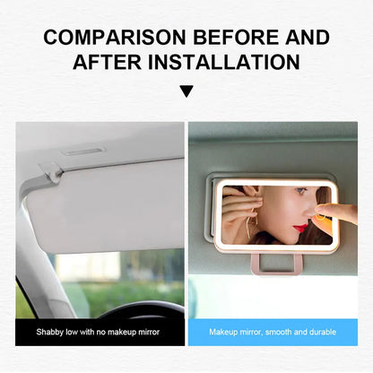 SEAMETAL Rechargeable LED Makeup Mirror : Car Interior Sun Visor Plate for Girls & Women - Universal Vanity Mirror with Fill Light