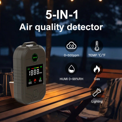 FMAi 18A 5-in-1 Gas & Carbon Monoxide Detector - Portable CO Air Monitor with Magnetic Mount for Outdoor Camping