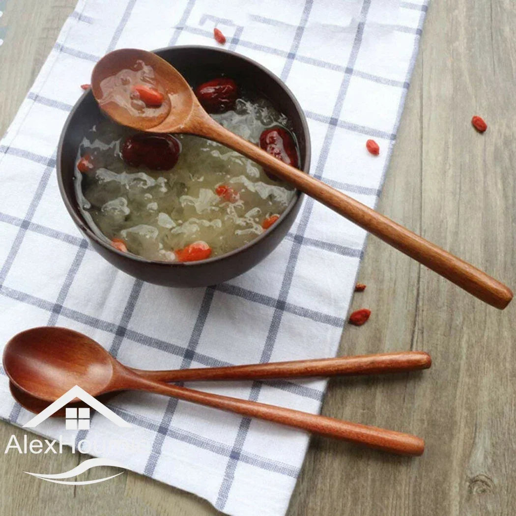 6-Piece Bamboo Wooden Spoon Set – 9” Korean Style Natural Wood Spoons for Soup, Cooking & Mixing