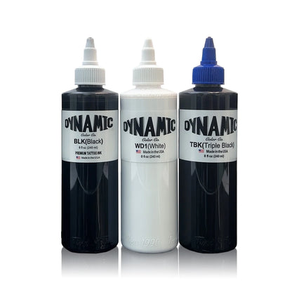 8oz Black Tattoo Ink – Original BLK Dynamic Triple Black Professional Pigment for Body Art.  240ML
