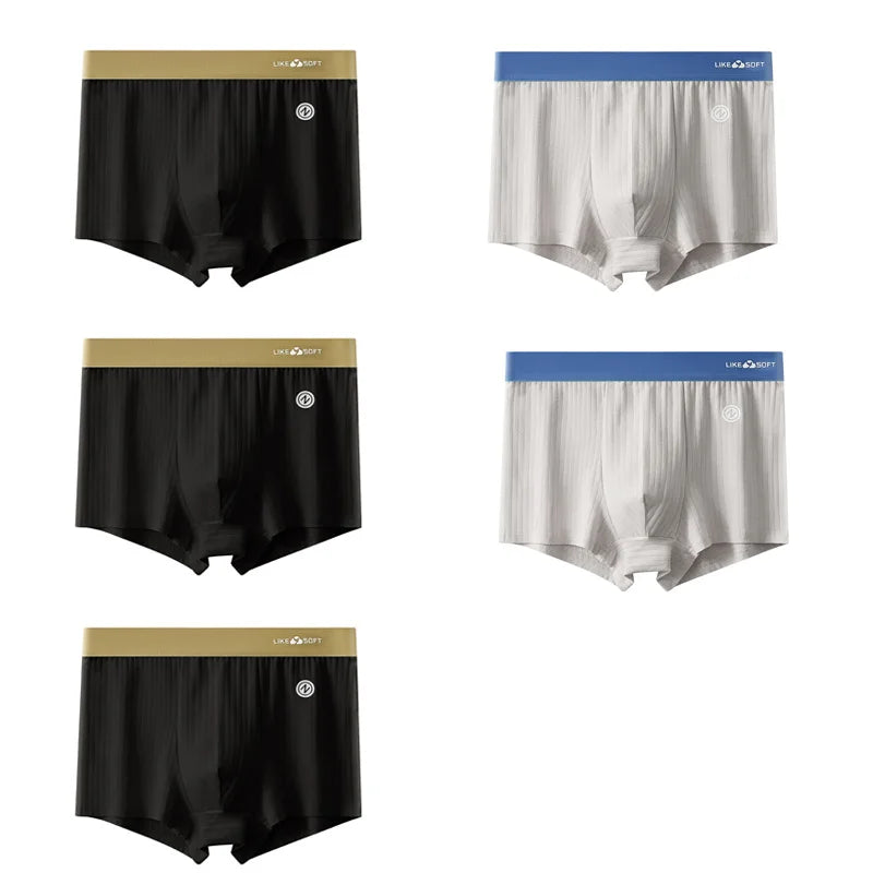 5PCS Men's Striped Boxer Shorts - Funny Comfortable Underwear with U-Convex Design
