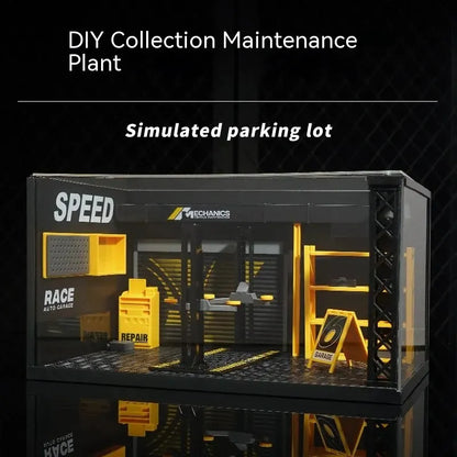 1:24 / 1:32 Scale Light-Up Parking Lot Toy – DIY Assembly Diecast Alloy Car Garage Scene for Display & Kids Gift