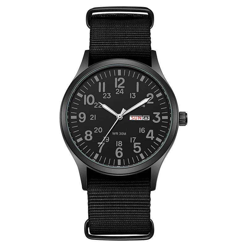 TPW Field Watch 2024 - Easy Read Quartz Wristwatch with Fabric Strap & 24-Hour Display