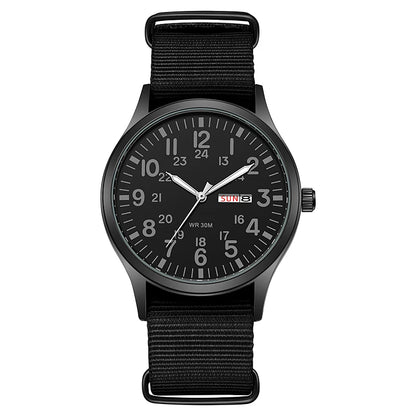 TPW Field Watch 2024 - Easy Read Quartz Wristwatch with Fabric Strap & 24-Hour Display