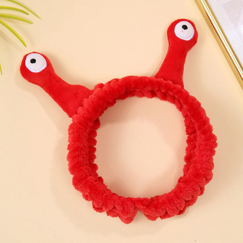 Cute Animal Ears Headband – Soft Coral Fleece with Fluffy Ball, Elastic Hair Band for Makeup & Face Washing