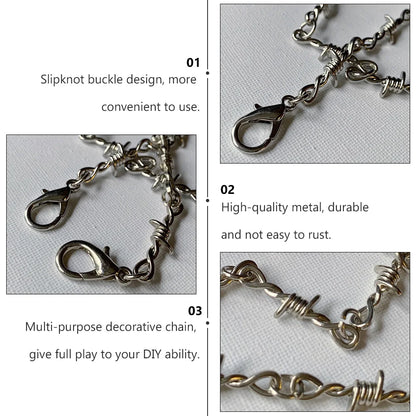 Punk Grunge Barbed Wire Chain Necklace & Waist Chain – Gothic Snake Metal Jewelry for Men & Jeans