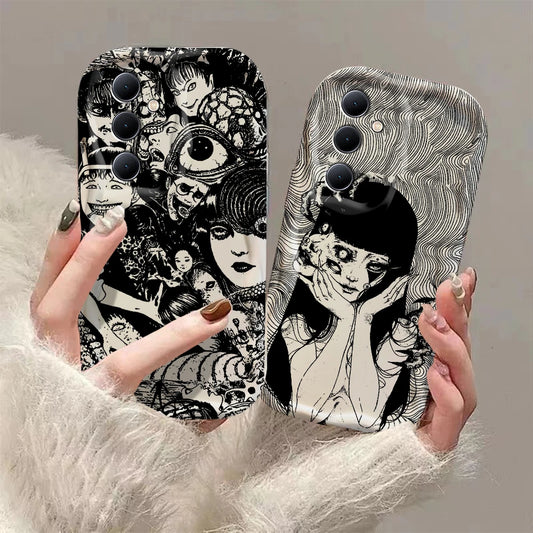 Junji Ito Horror Comics 3D Wave Phone Case for Samsung Galaxy A73 / A72 / A71 / A55 / A54 / A53 / A35 / A34 / A33 / A25 / A24 / A23 / A15 / A14 / A13 / A05 / A04 / A03 – Shockproof 4G/5G Protective Cover Anime Design