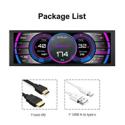 Portable Stretched Monitor - 1920x440 IPS LCD Display for Raspberry Pi, AIDA64 PC & Laptop Setup